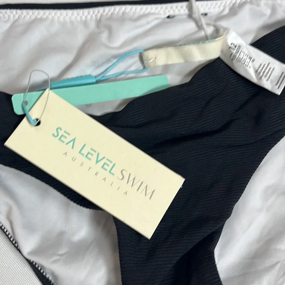 Sea Level Valentina Bikini Bottom Women's Size 8 Black and White Block Party NWT